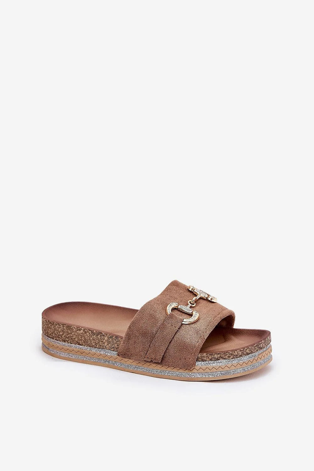 Sandales femmes bohème moderne compensées ouvertes strap large beige doré suédine semelle artificielle été robes jupes pantalons