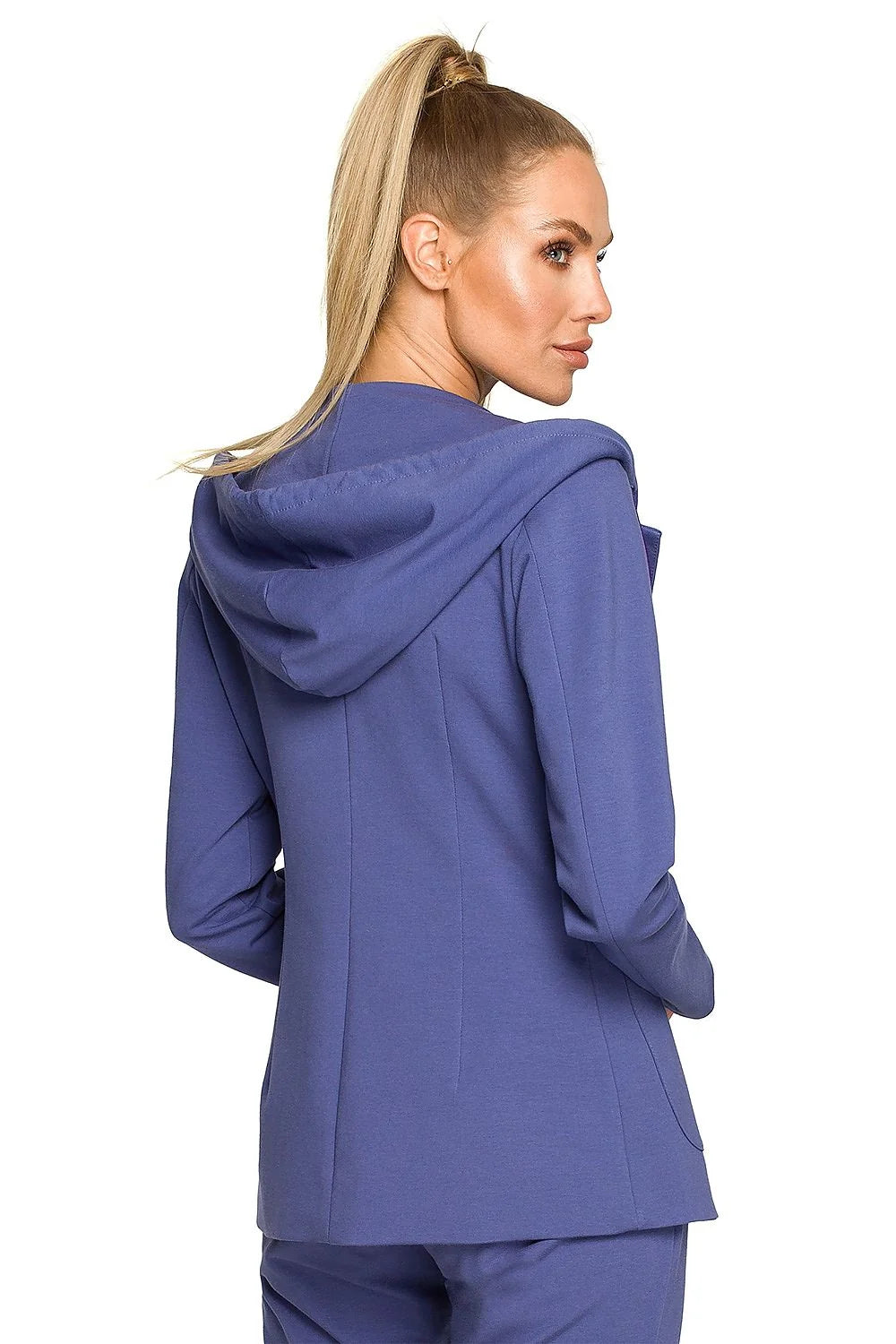 Veste blazer femme Moe en coton élasthanne tricotée hooded poches vert vif modern chic