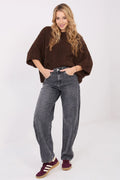 pull femme bouclé oversize teddy sherpa marron chocolat col rond manches trois quarts larges tombantes longueur mi hanche doux moelleux