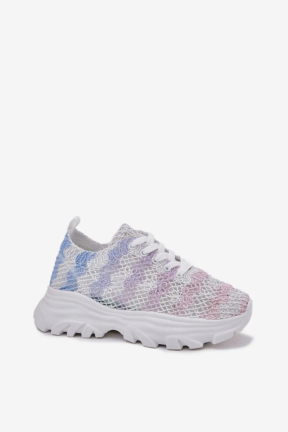 Chaussures de sport féminines modernes en maille ouverte floral motifs pastel semelle épaisse athleisure confortable