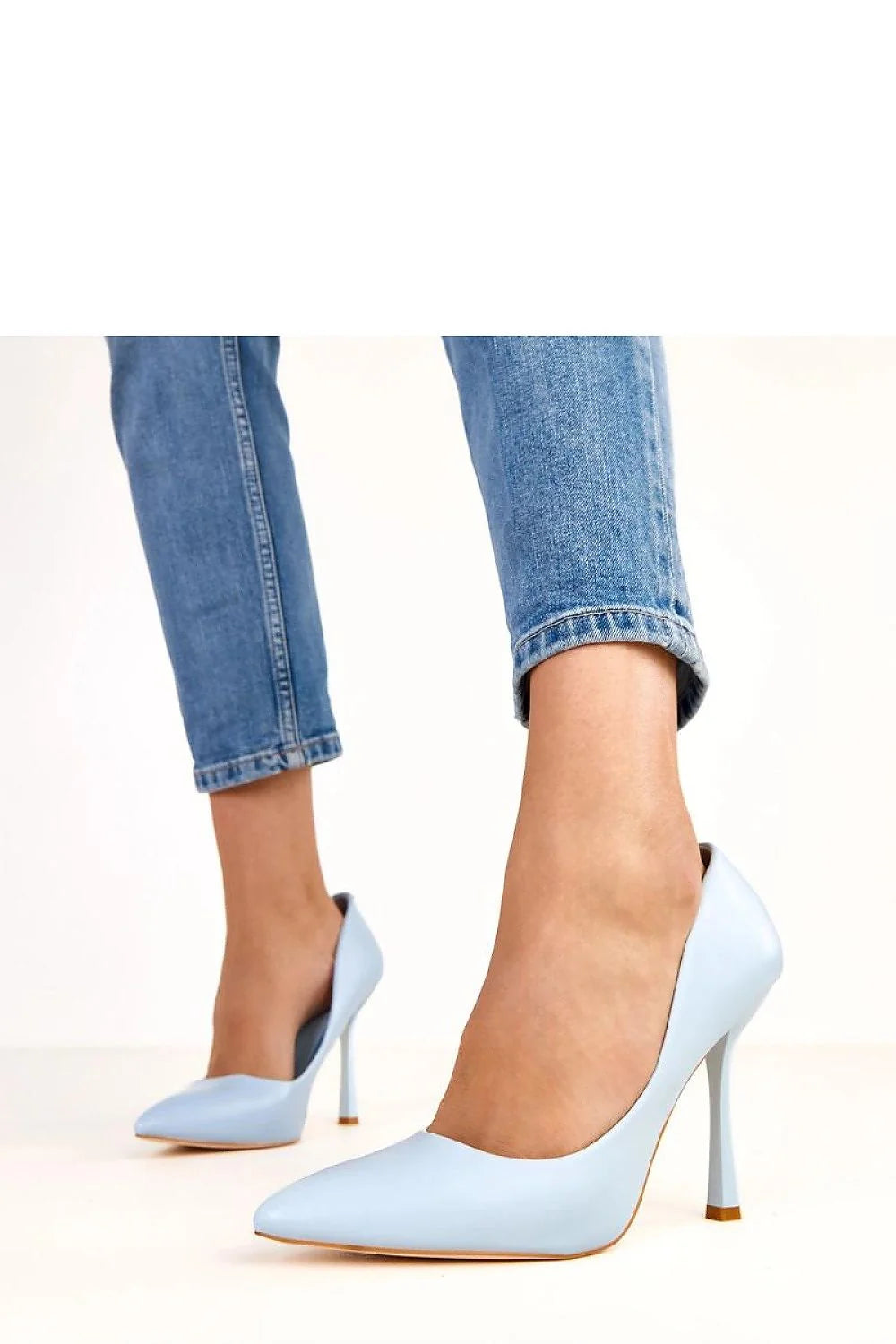 escarpins femme cuir synthétique bleu pastel bout pointu talon aiguille élancé 11cm semelle fine vamp plongeante confortable quotidien soirée intemporel