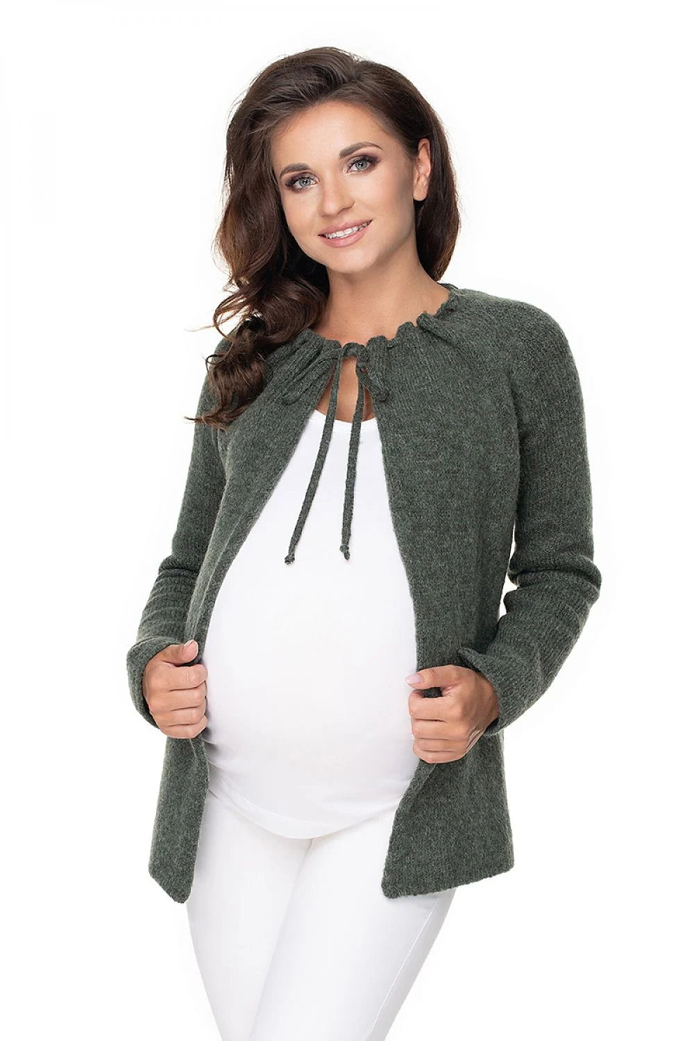 Cardigan de grossesse en acrylique et polyamide, style casual, respirant, doux, idéal futures mamans