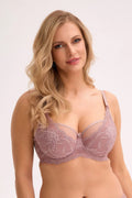soutien gorge semi coqué gaia armatures latérales maintien renforcé dentelle florale rose poudré tulle transparent coutures plates bretelles réglables