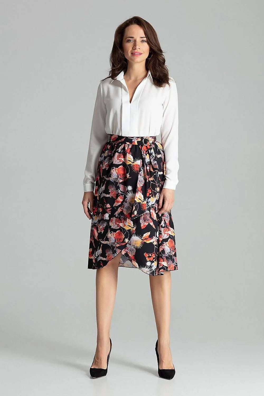 Ensemble chemisier jupe portefeuille coton polyester ajusté élégant professionnel femme silhouette raffinée occasions spéciales