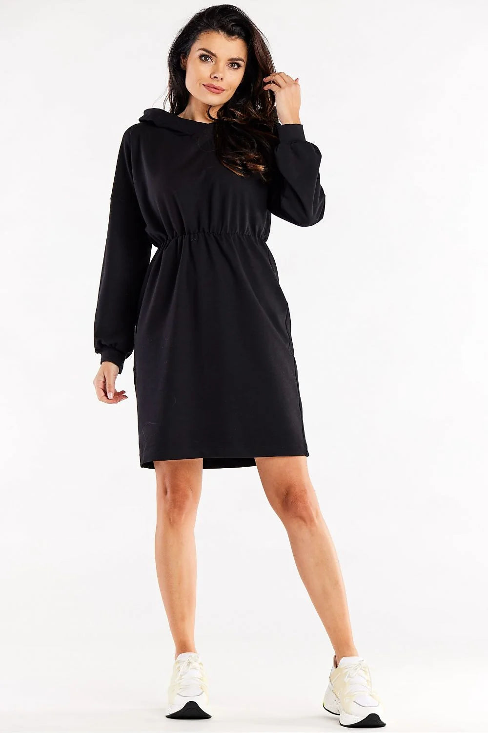 Robe de jour Infinite You moderne casual chic femme coton élasthanne capuche manches longues ajustable taille