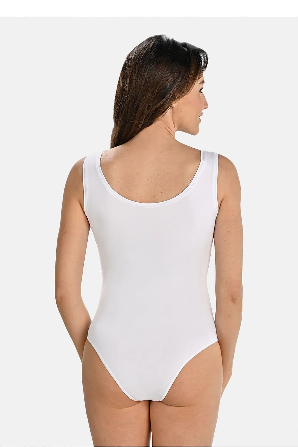 Body Teyli pour femme coupe près du corps élégant style minimaliste couleur blanche matériau doux bretelles larges encolure ronde fermeture auto-agrippante
