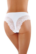 Culotte tanga Babell dentelle florale couleur blanc taille S M L XL femmes style élégant confortable matériau élasthanne polyamide