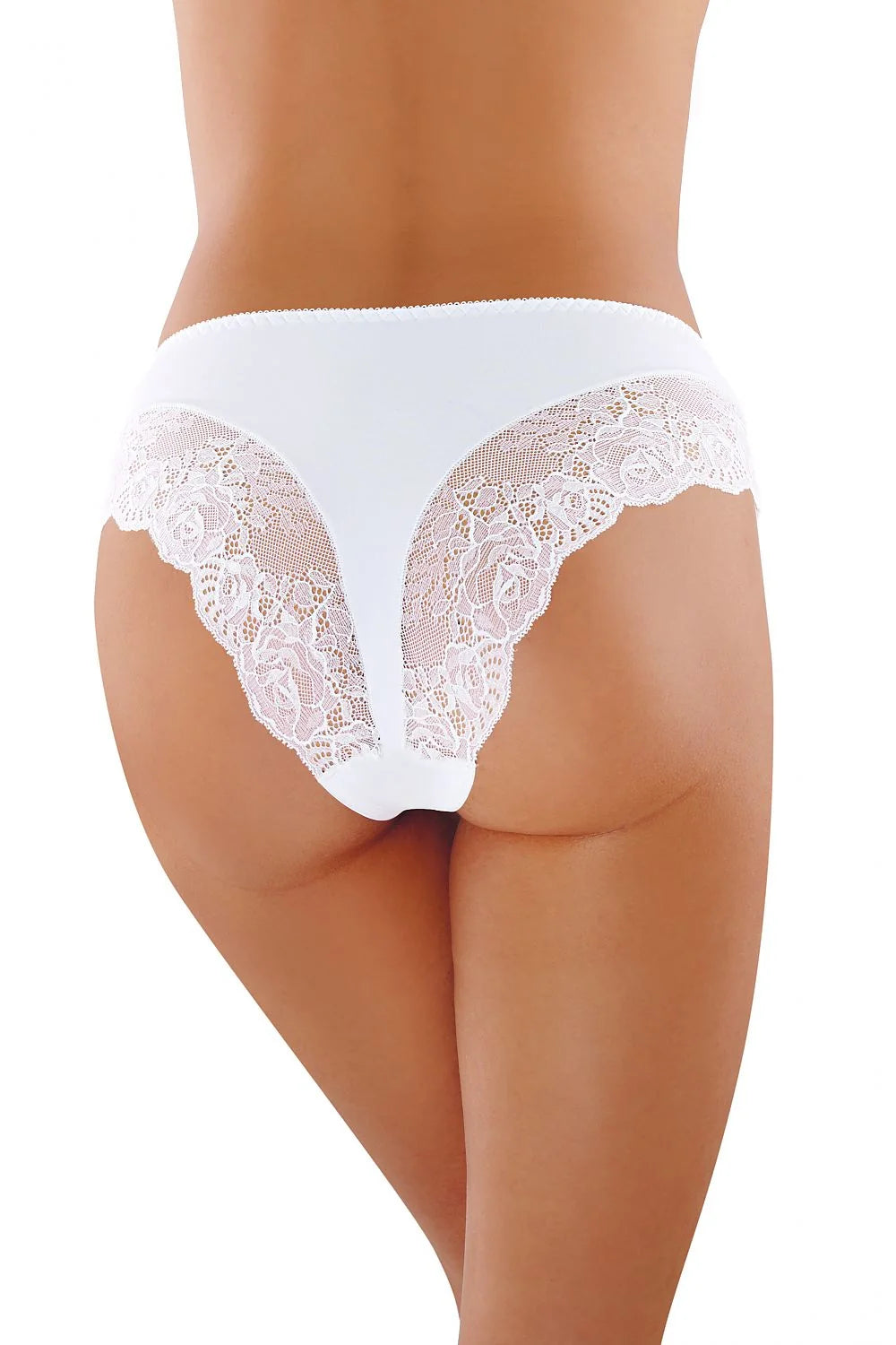 Culotte tanga Babell dentelle florale couleur blanc taille S M L XL femmes style élégant confortable matériau élasthanne polyamide
