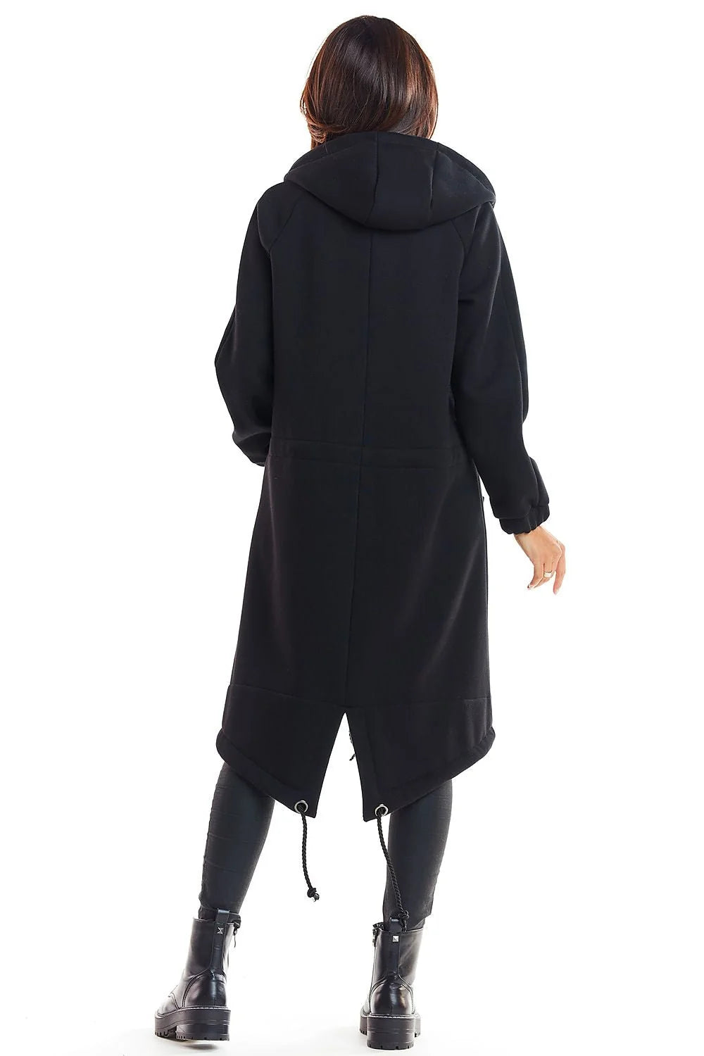 Manteau long ample beige coton style décontracté moderne avec capuche pour femme élégante et confortable