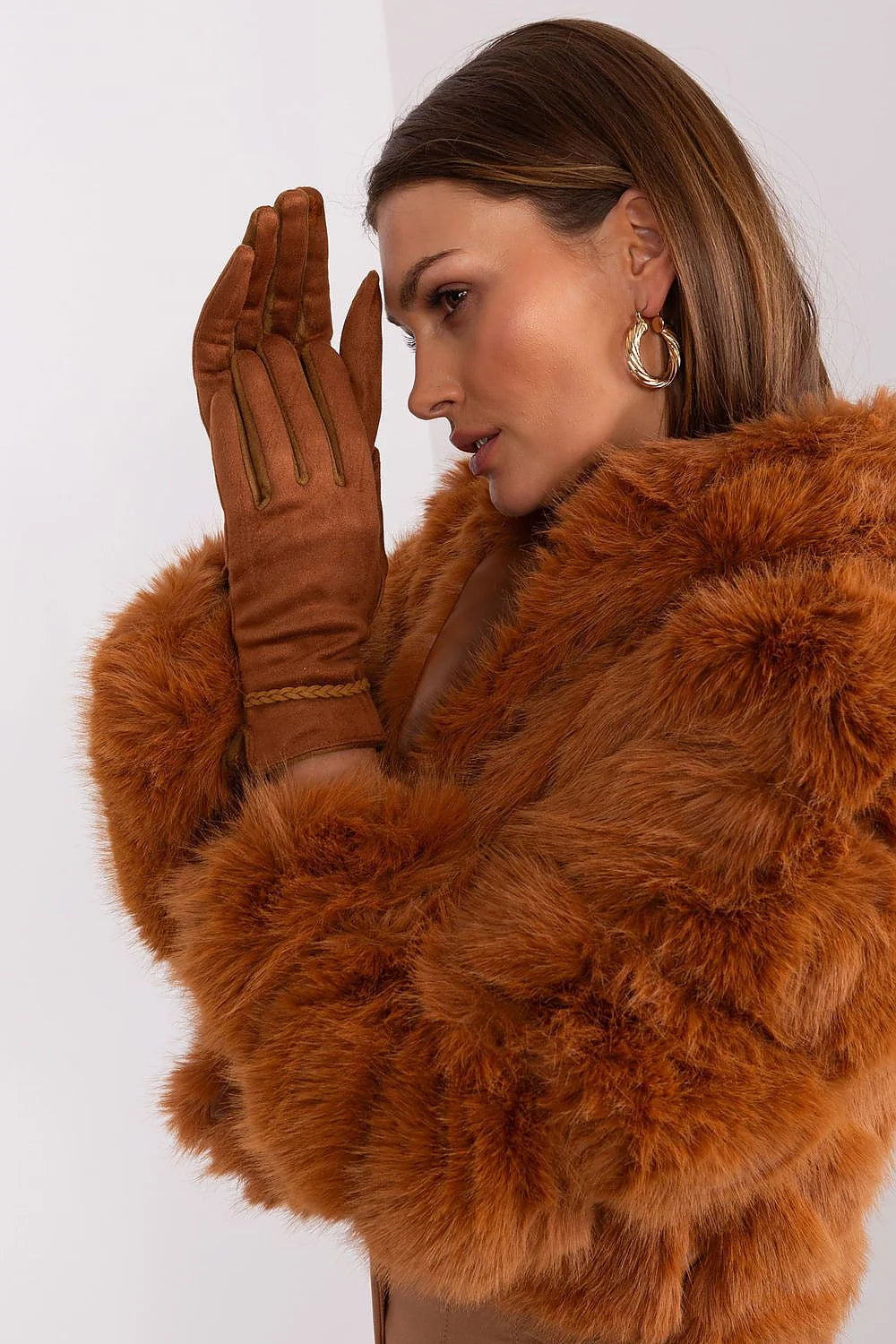 Gants en suédine pour femme, design épuré, détails contrastés, fleurs brodées, polyester 90%, spandex 10%, portables avec smartphone