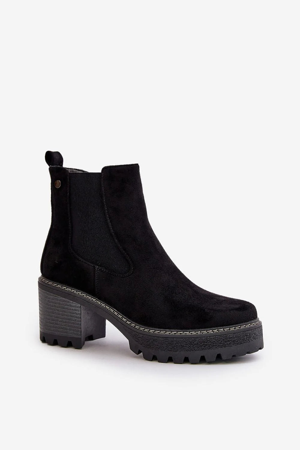 Bottines femmes écolo cuir pleine fleur talon stable doublure fourrure fermeture éclair moderne élégant noir occasion automne hiver