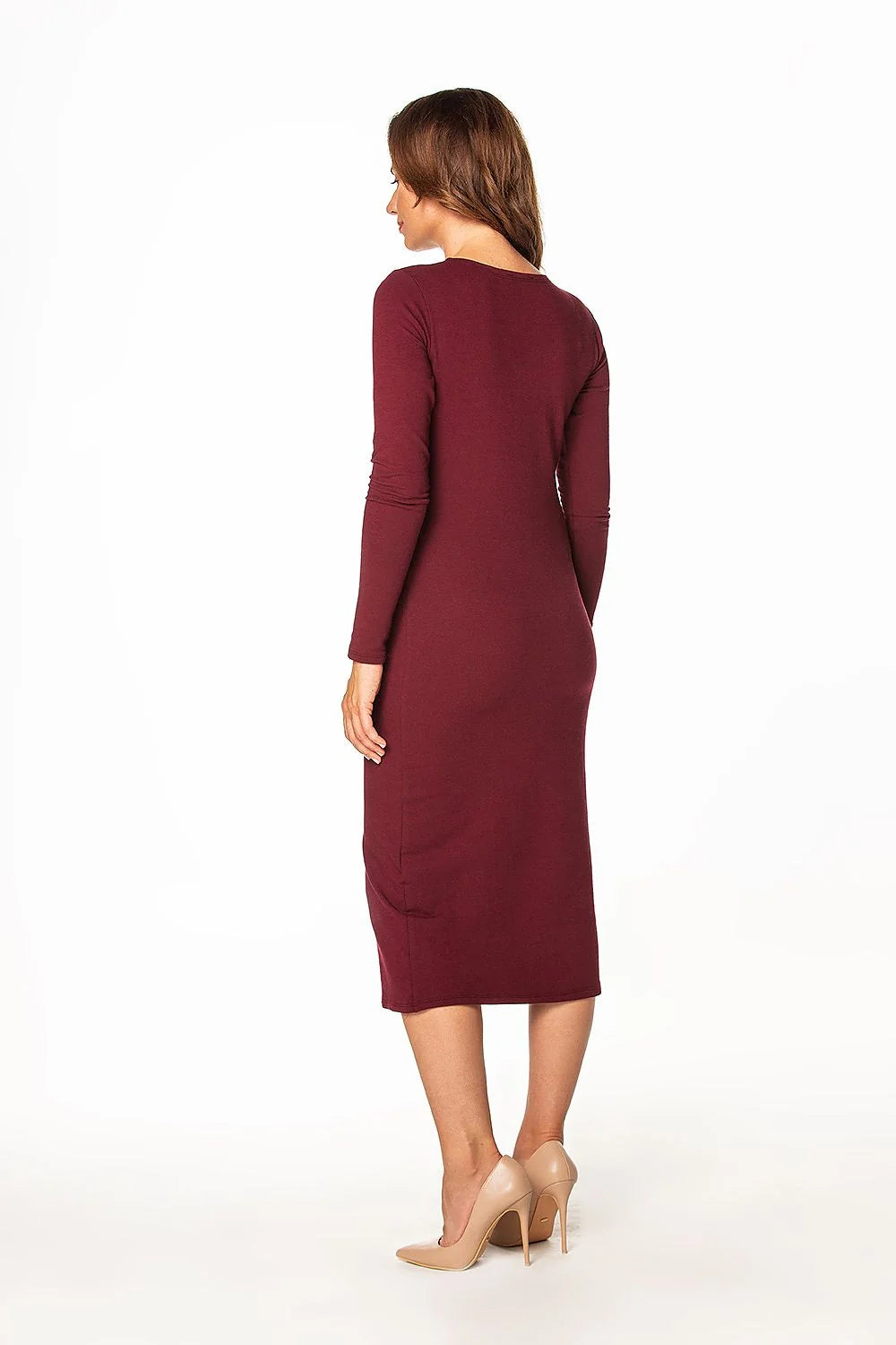 Robe de jour Tessita style épuré coupe ajustée manches longues en coton polyester femme élégance