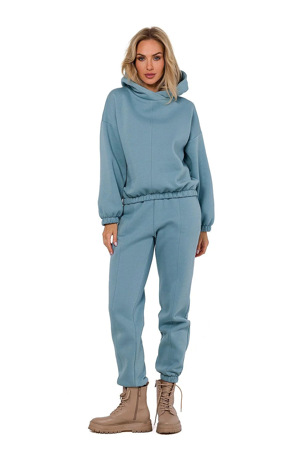 Sweatshirt pour femme en coton doux maille drapée style casual chic capuche élastique manches longues coupe ample