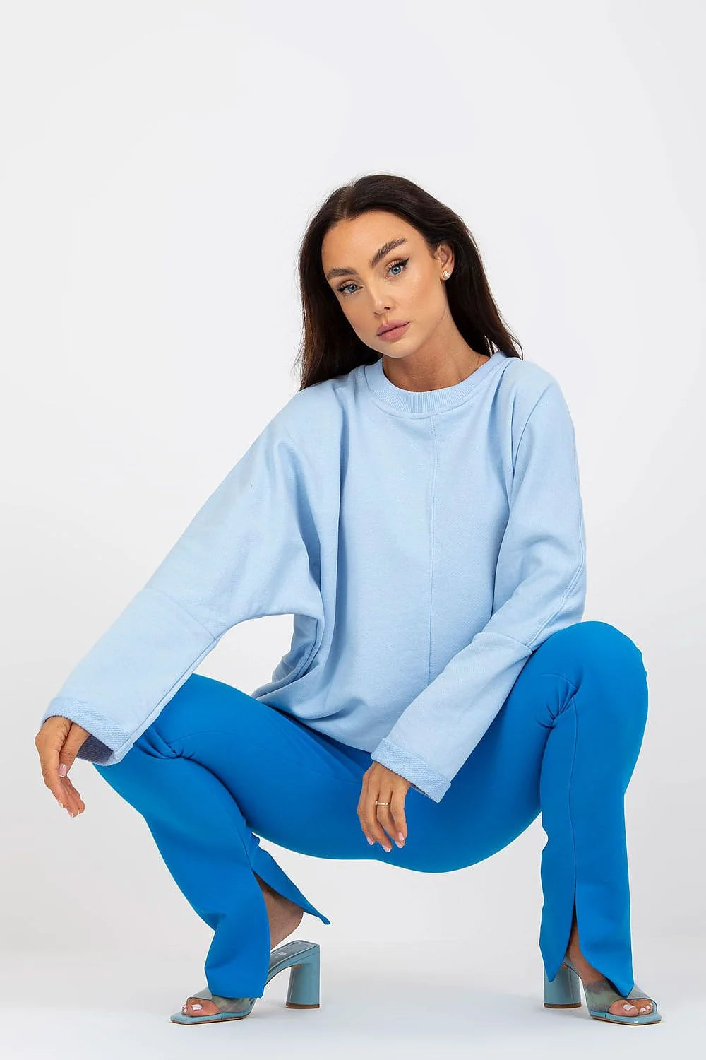 Sweatshirt Rue Paris oversize femme en coton élasthanne rose pâle confortable style moderne coupe ample