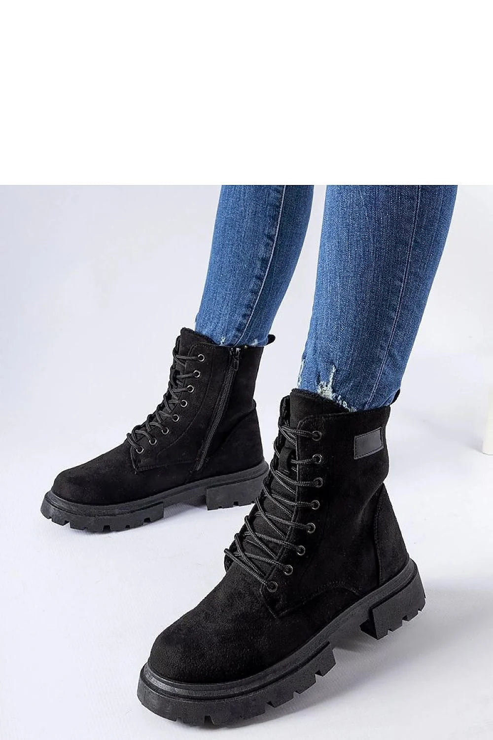 Bottes trappeur femmes suédé noir fermeture éclair lacets haute cheville confort style urbain moderne