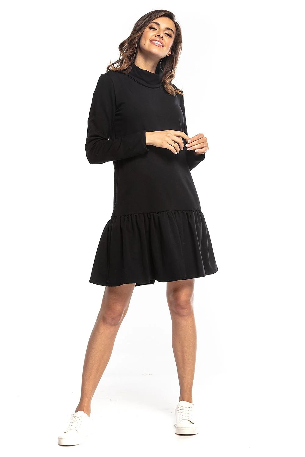 Robe en jersey coton polyester manches longues style sportif décontracté chic confortable pour sorties automnales