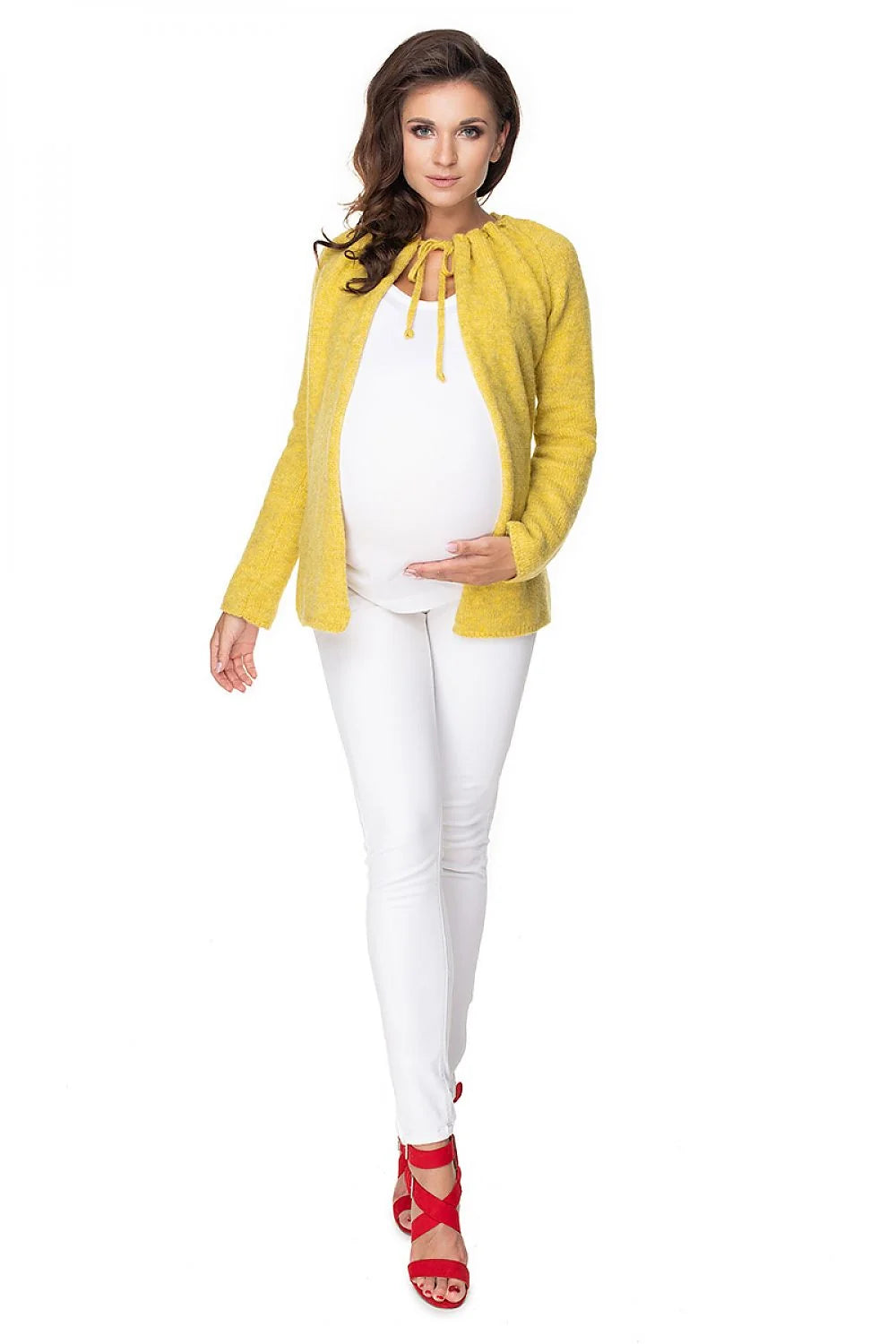 Cardigan de grossesse en acrylique et polyamide, style casual, respirant, doux, idéal futures mamans