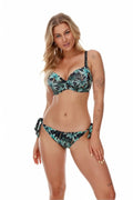Maillot de bain bikini tropical palmiers bleu vert elasthanne polyester femme occasion été plage piscine