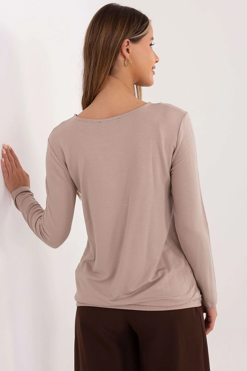 chemise décontractée quotidienne confortable polyvalente modal élasthanne douce respirante jersey fluide manches longues col rond minimaliste
