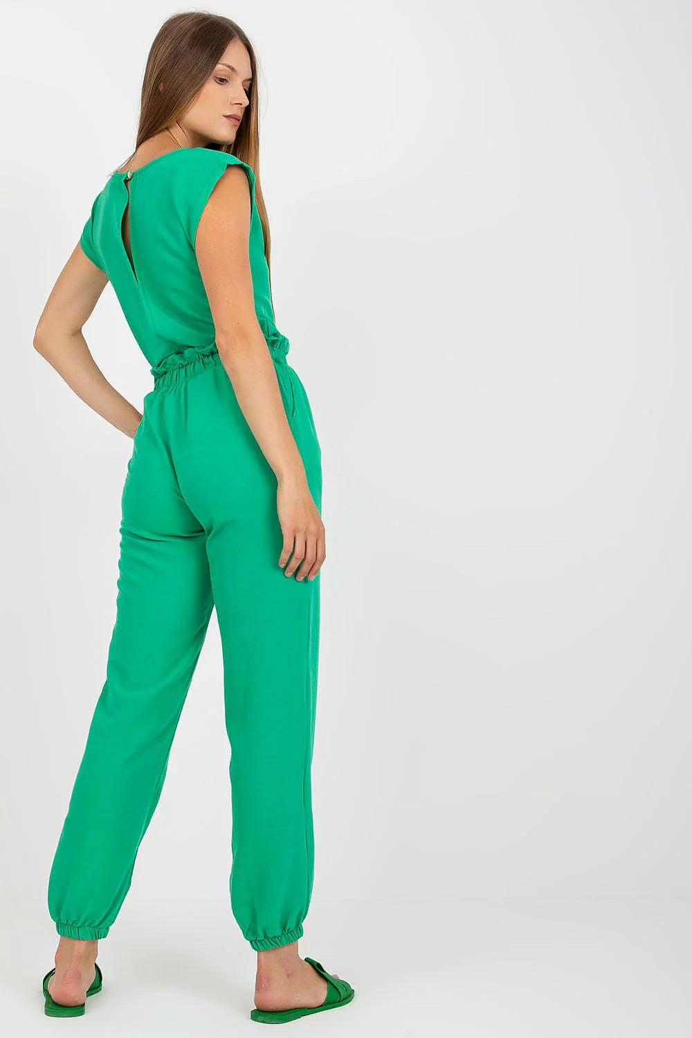 Ensemble été décontracté pour femme en coton élasthanne rose vif manches courtes taille élastique sans motif