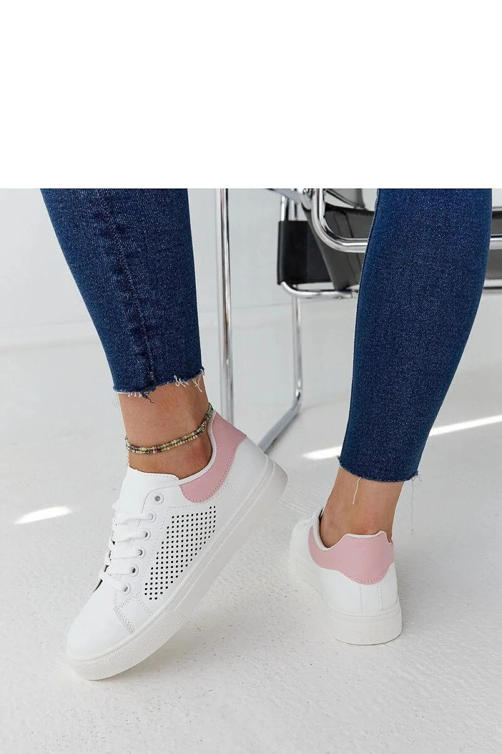 Baskets Solea femme mode été confort cuir écologique blanc rose design moderne épuré style casual élégance