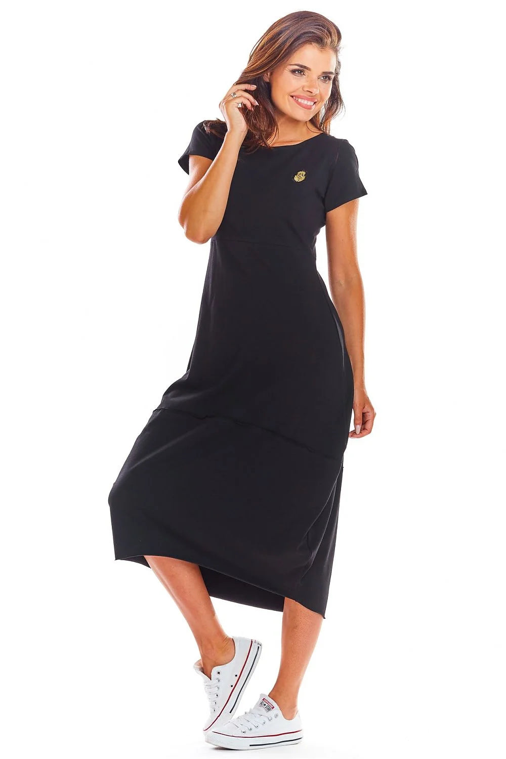 Robe de jour Infinite You longue fluide style moderne tissu coton jersey couleur rose doux femme occasion quotidienne
