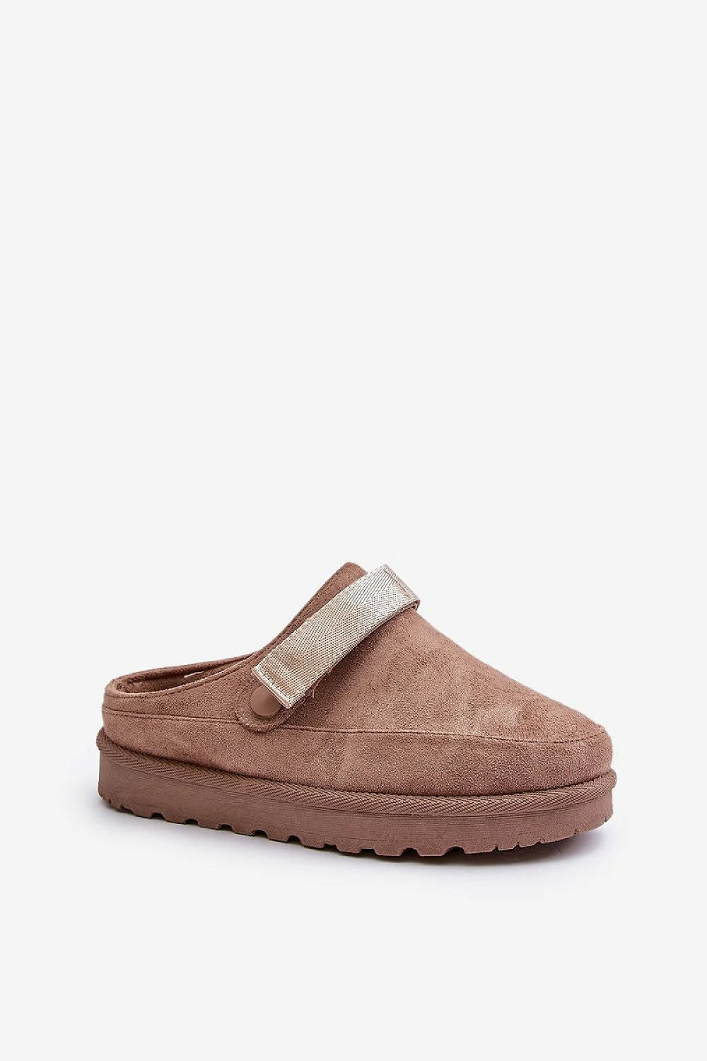 Pantoufles en suédine écologique pour femme, mules platesforme 4 cm, fourrure intérieure, bride ajustable, style décontracté, confort quotidien