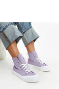 Baskets montantes pour femme en canvas lilas et blanc, style casual, confortable et durable, idéales pour quotidien et soirées