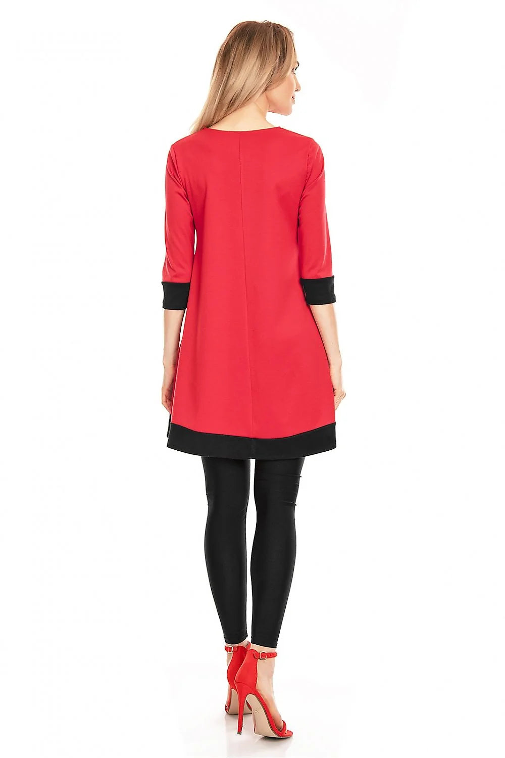 Top de maternité élégant Pee Ka Boo en maille douce, coupe ample, manches 3/4, gris et blanc, femme enceinte