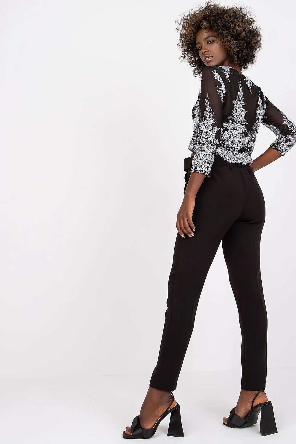 Ensemble féminin en tissu lisse moderne chic rose vif noir pour bureau et soirées