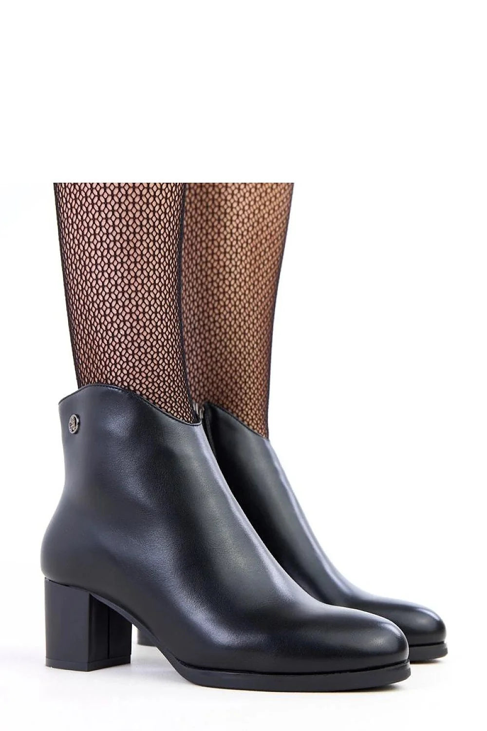 bottines cheville cuir écologique mat noir bout amande talon poteau stable 5cm doublure chaude semelle tissu fermeture zippée élégant féminin