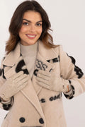 Manteau élégant femme double boutonnage motifs abstraits modernes beige noir coupe droite col à revers