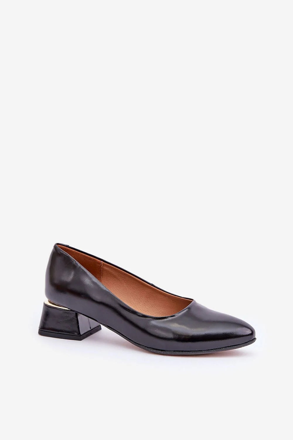 Escarpins élégants à talon carré cuir verni noir femme confortable occasion spéciale talon stable semelle doublée