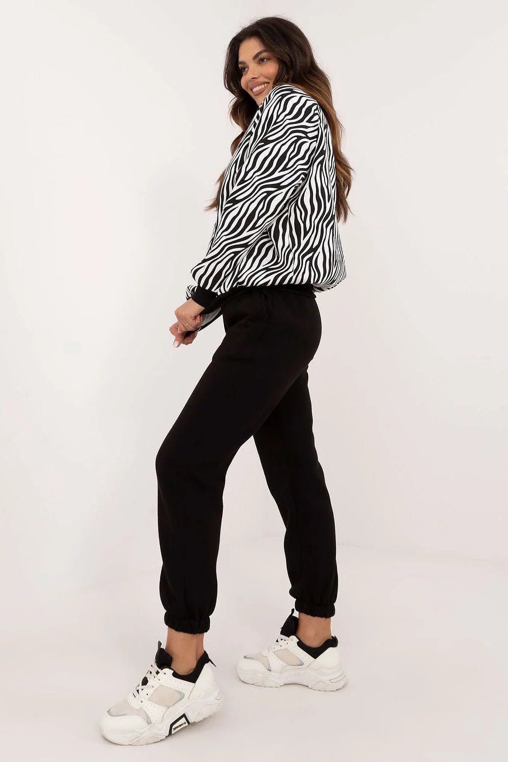 Ensemble Casual Élégant Zébré et Noir pour Femmes, Coupe Moderne, Matière Confortable, Occasions Décontractées
