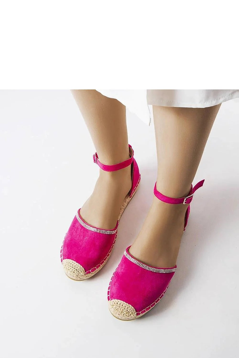 Espadrille femme rose fuchsia style classique moderne tissu corde semelle caoutchouc beige ajustable collection été 2023
