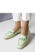Moccasins Solea femme élégance confort cuir écologique chaîne chaussures printemps été vert pastel style moderne