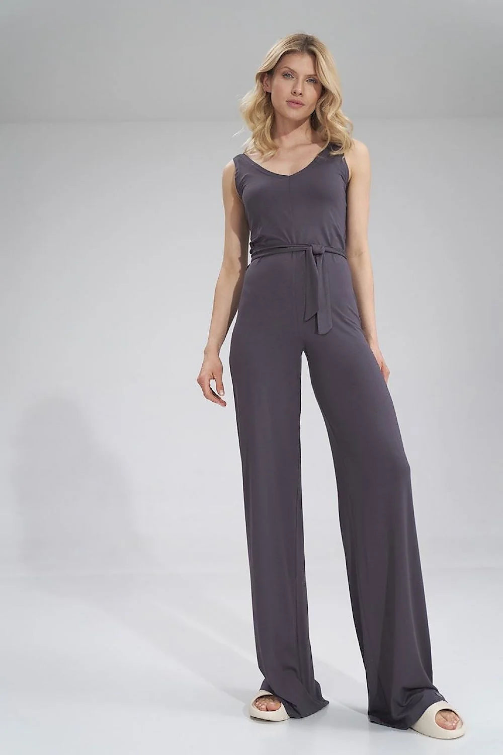 Combinaison femme élasthanne viscose élégante confortable bretelles larges ceinture intégrée jambes larges décontractée