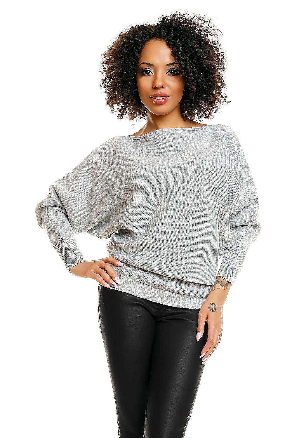 Blouse chauve-souris Pee Ka Boo pull kimono court ample manches longues en acrylique 100% femme élégant casual