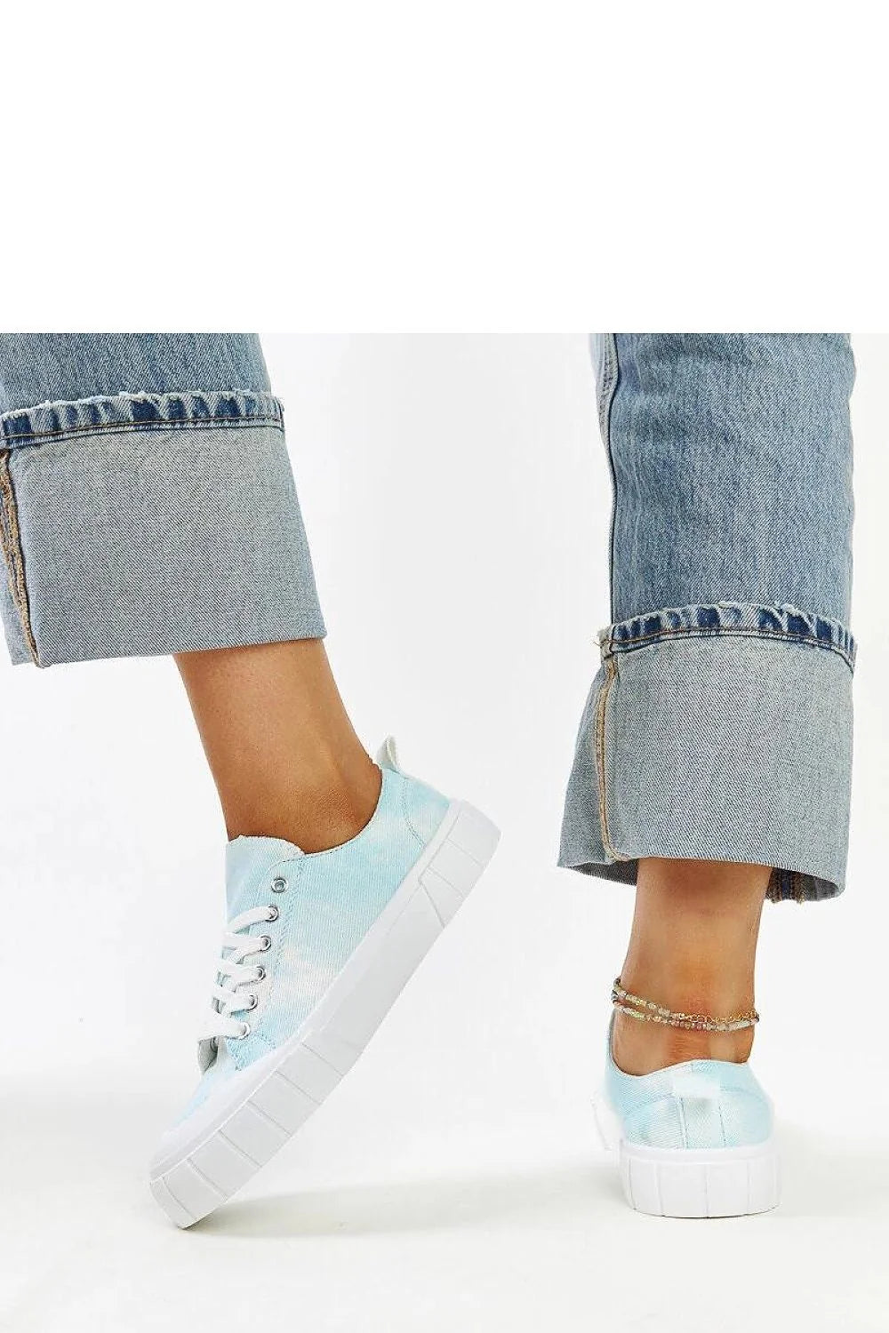 Baskets pour femmes design moderne décontracté motif tie-dye bleu pastel semelle caoutchouc tissu respirant