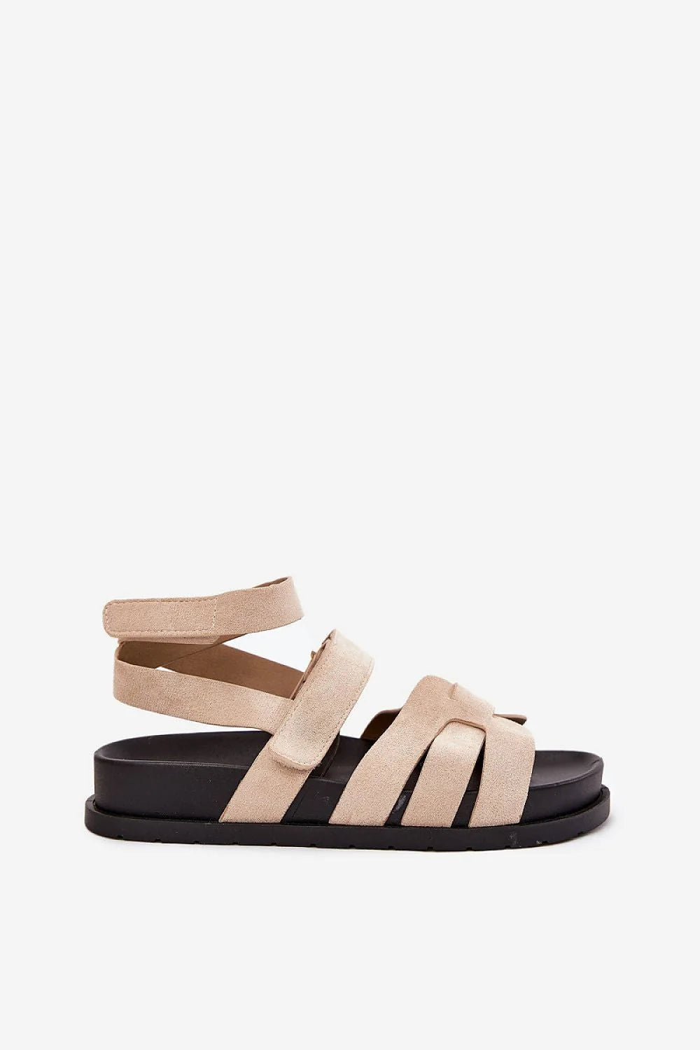 Sandales en cuir suédé beige modernes et confortables pour femmes, style bohème, plateforme 3cm, sandales été, mode décontractée