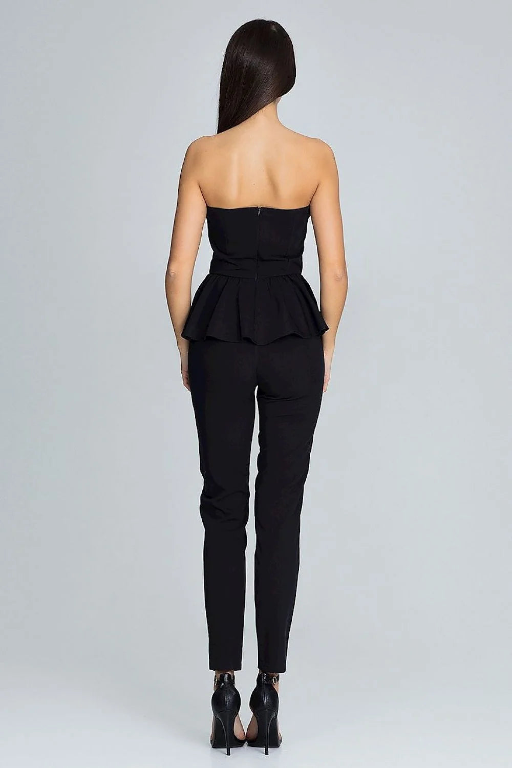 Ensemble bustier pantalon noir élégant chic moderne tissu uni idéal soirées femme mode tendance