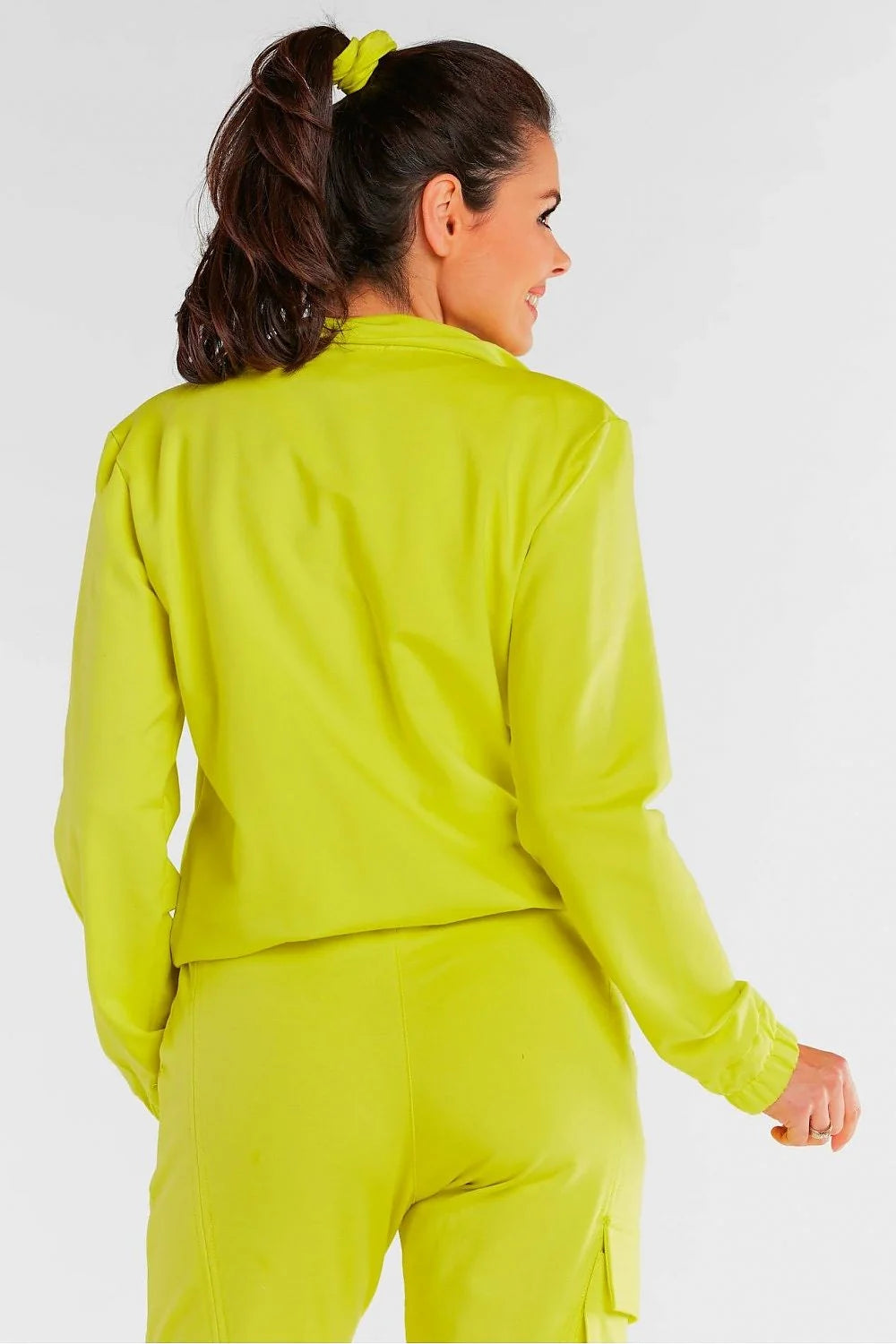 Ensemble veste pantalon polyester jaune fluo sport chic confortable quotidien pour femme élégante