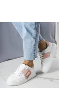Solea baskets blanches similicuir plateforme épaisse boucle rose pastel semelle antidérapante lacets larges silhouette épurée confort