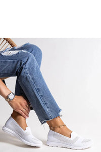 baskets femme slipon maille tricotée blanche ajourée tige basse bout arrondi semelle mousse épaisse crantée amorti respirante légère facile enfiler