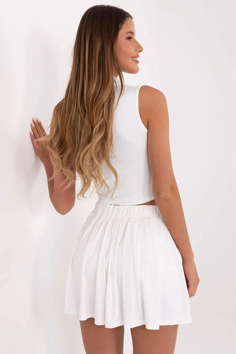 Ensemble sportif féminin style tennis haut sans manches jupe évasée taille haute matériaux de qualité polyamide élasthanne femmes mode