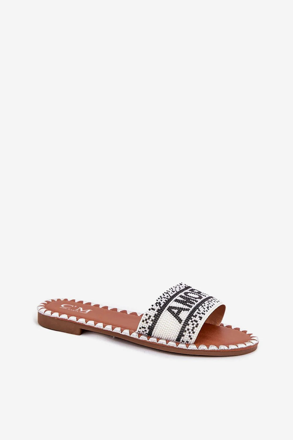 Sandales ouvertes pour femmes style moderne élégant bandage AMOREPerlés semelle intérieure rembourrée confort talon plat occasion été