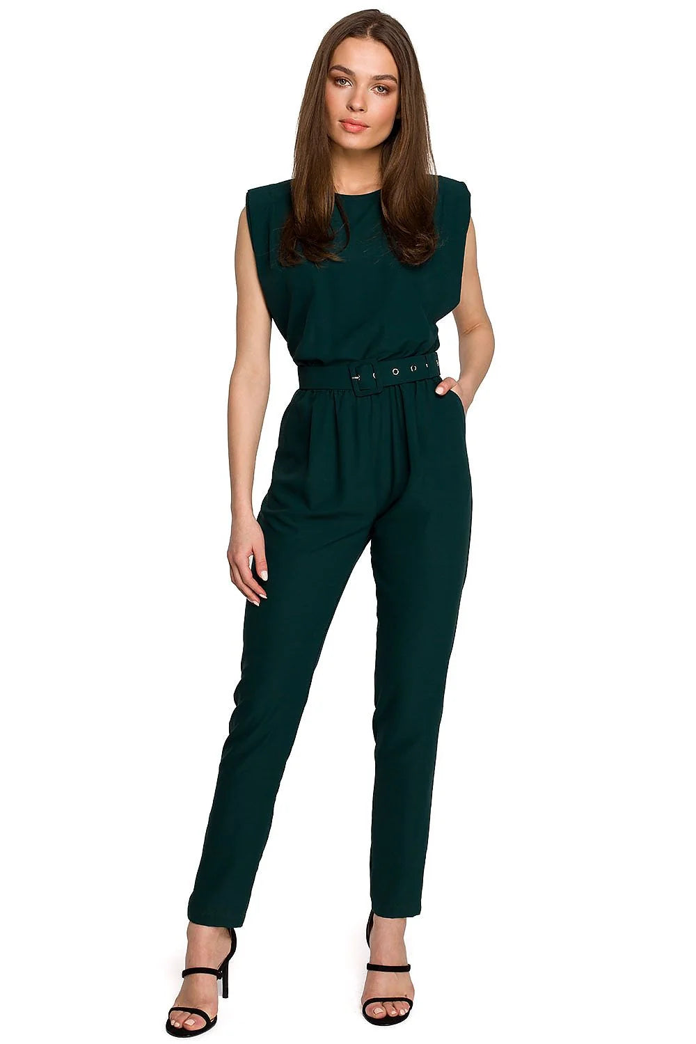 Combinaison rose pâle femme polyester chic épaules larges élégante pour occasions semi-formelles modernes
