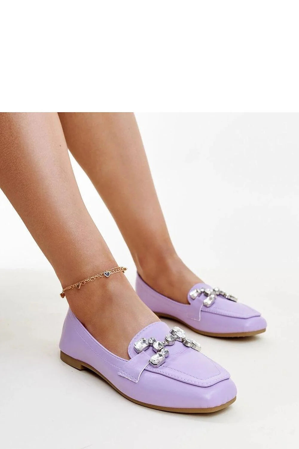 Mocassins pour femmes élégants design moderne violet lavande bout carré semelle plate confortable occasion spéciale
