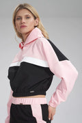 Ensemble sportif femme polyester athleisure confortable chic capuche élastique rose noir blanc survêtement
