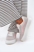 Chaussures de sport plates femmes Step in style, design moderne, confort maximal, style urbain, cuir synthétique, beige, rose, laces blanches